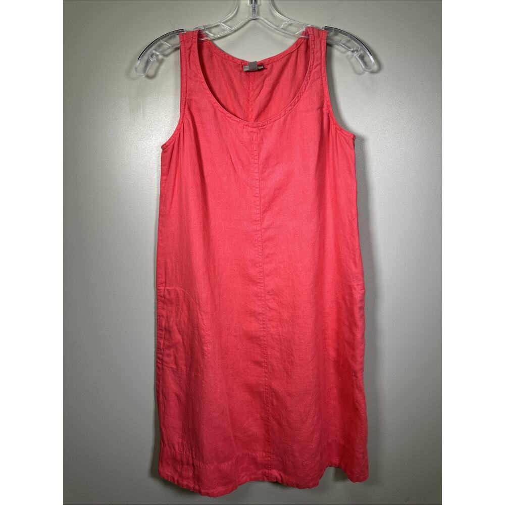 J.Jill Linen Shift Dress XS Hot Pink A Line Beachy Summer Minimalist Y2K Pockets